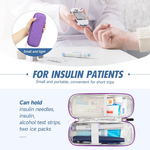 YOUSHARES Insulin Cooler Travel Case with 2 Cooler Ice Packs, Small EVA Diabetic Insulated Organizer Portable Cooling Bag for Medication Cooling I...