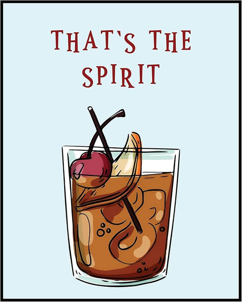 Posterizer 1 pcs-Liquor drink with fun message-that's the spirit-Kitchen & Bar Art Art Poster Print for Home, Office, Store, Bar- unframed wall ar...