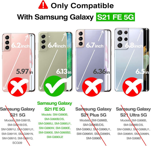 Rayboen for Samsung Galaxy S21 FE 5G Case with 2X Soft Screen Protector, Crystal Clear Hybrid Designed Protective Shockproof Slim Phone Cover for ...