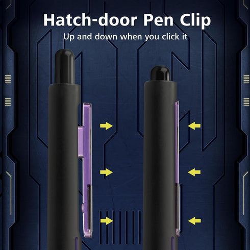 WRITECH Retractable Gel Ink Pens: Low Center of Gravity 0.7mm Multicolor Medium Point with Refills Silent Click No Smear Pen Black Blue Purple 3ct...