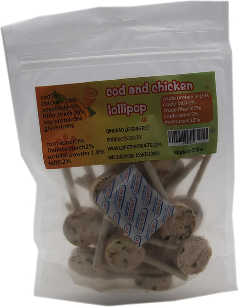 Cod and Chicken Lollipop Dog Food,Pet Treats Chicken and Green Vegetable Pet Food,Organic Pet Snacks Dog Chews Deodorizing Clean Teeth,Dog Trainin...