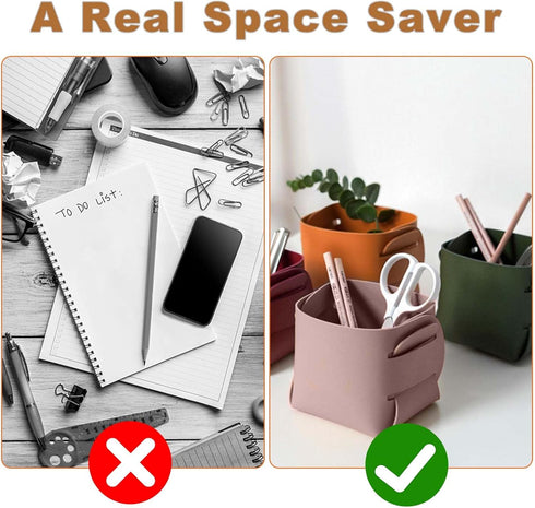 Mini Leather Pen Holder, Leather Folding Organizer, Makeup Brush Organizer, Desktop Organizer, Makeup Brush Organizer, Suitable for Office Supplie...