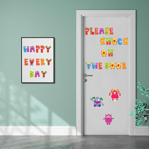 Tenare 133 Pcs Monster Bulletin Board Letters Back to School Rainbow Alphabet Cutouts Set 110 Uppercase Poster Board Letters 23 Symbols ABC Letter...