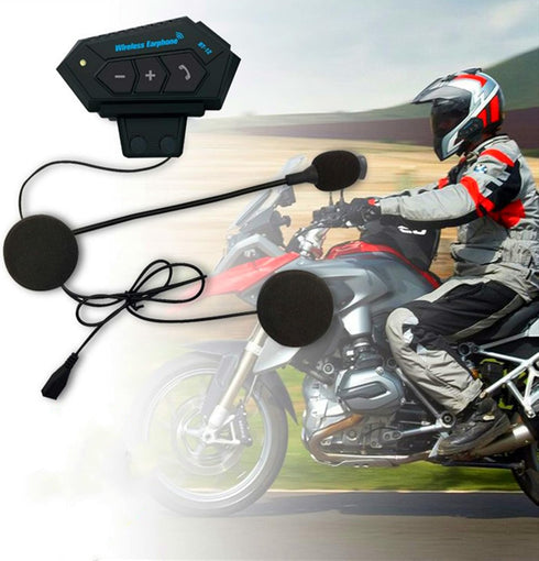 Helmet Bluetooth Headset, BT-12 Motorcycle Helmet Intercom, Helmet Communication System Supports Handsfree, Stereo Music...