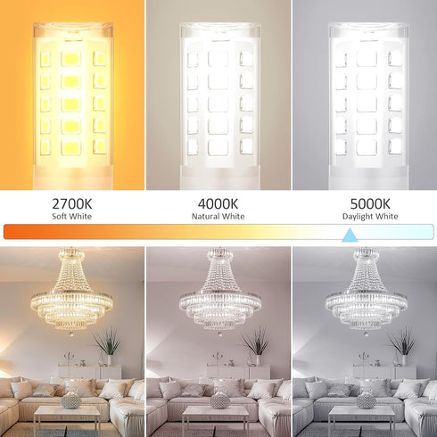 G9 LED Bulb, No Flicker 5000K Daylight T4 G9 Bi Pin Base LED Chandelier Small Light Bulbs, 4W (40W Halogen Replacement Bulbs), 360° Beam Angle, No...