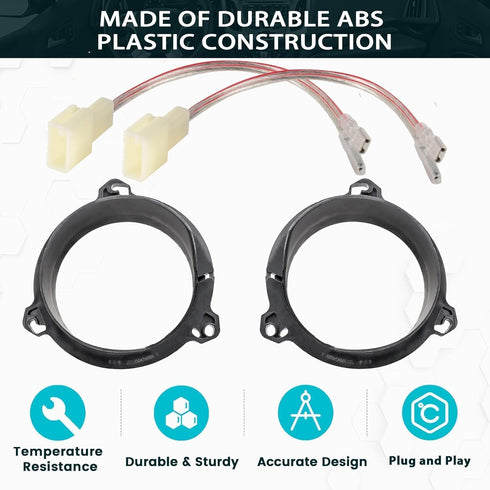 Door Speakers Adapter with Speaker Wiring Harness Fit for Select 1998-2015 Toyota 4 Runner/RAV4/ Corolla, Scion 2004-2014 Aftermarket Car 6.5 Inch...