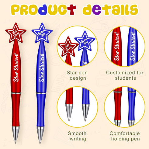 32 Pcs Star Student Ballpoint Pens Bulk Motivational Quote Pens Teacher Appreciation Gifts Graduation Gift for Teacher Home Office School Supplies...