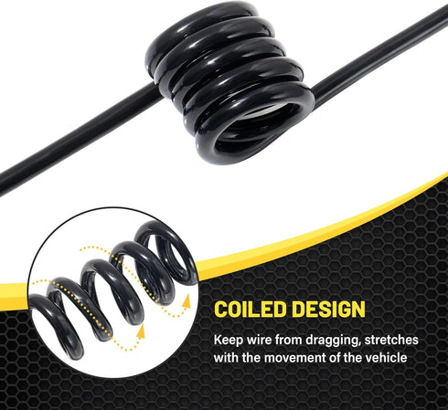Oyviny 4 Way Flat Trailer Extension Coiled Cable 3 Feet Stretchable 18AWG Vehicle-Side and Trailer-Side 4-Pin Trailer Wiring Harness Pure Copper W...