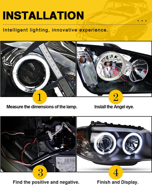 Qasim 1-Pair White 70MM 60SMD COB LED Halo Ring Angel Eyes Car LED Fog Light DRL with lampshade Cover 12V 24V DC...