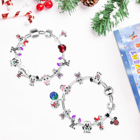 Advent Calendar 2024 Teen Girls Charm Bracelets, 24 Days of Christmas Countdown Calendar with 2 DIY Bracelets, 1 DIY Necklace and 22 Charms, Chris...