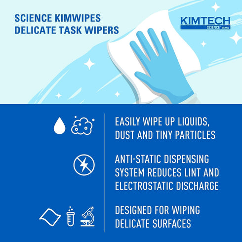 Kimberly-Clark B0013HT2QW– Kimtech Science KimWipes Delicate Task Wipers; 4.4 x 8.4 in. (11.2 x 21.3cm); 1-Ply, (Pack of 1, 286 Count)...