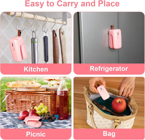 Mini Bag Sealer, Kenossion Chip Bag Sealer - Bag Sealer Heat Seal with Cutter & Magnet, Portable Mini Sealing Machine to Reseal Plastic Bags & Kee...