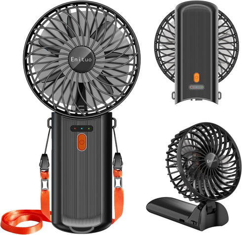 Portable Fan Handheld Fan, Mini Hand Held Fan, 6-15H Cooling Small Personal Fan, 180° Foldable Mini Desk Fan with 4 Quiet Speed, Neck Fan w/Lanyar...