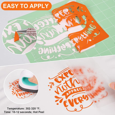 VINYL FROG Heat Transfer Vinyl Roll HTV Vinyl - 12" x5ft Orange Iron on Vinyl for T-Shirts, Heat Press Vinyl for Halloween DIY Craft Designs (Oran...