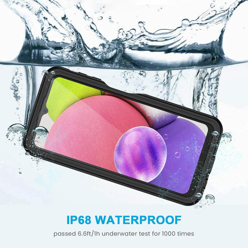 Lanhiem Samsung Galaxy A03s Phone Case, IP68 Waterproof Dustproof Case with Built-in Screen Protector, Full Body Heavy Duty Shockproof Protective ...