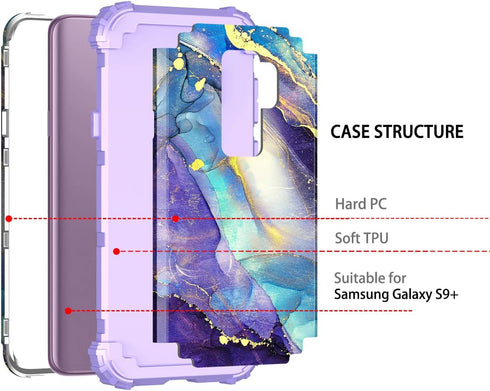 Rancase for Galaxy S9 Plus Case,Three Layer Heavy Duty Shockproof Protection Hard Plastic Bumper +Soft Silicone Rubber Protective Case for Samsung...