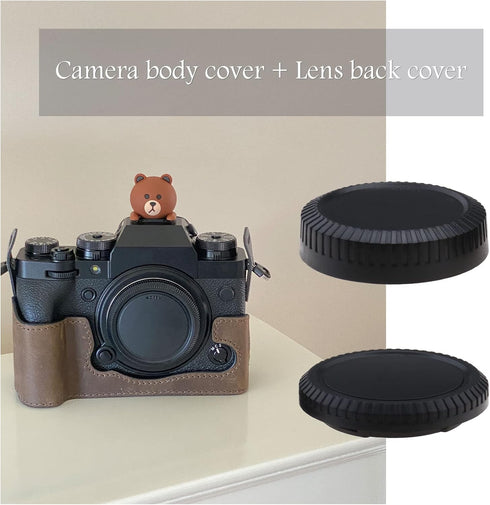eMagTech 2 Sets Front Body Cap & Rear Lens Cap Cover Kit Compatible with Fuji X Mount DSLR Camera X-T4 X-T3 X-T2 X-T1 X-T30 X-T20 X-T10 X-H1 X-T20...