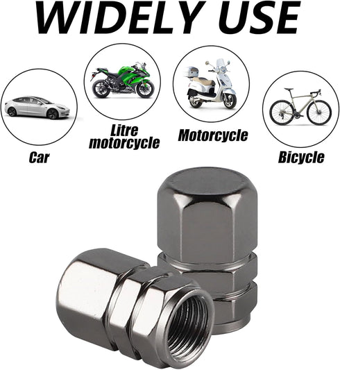 Aluminum Tire Stem Valve Caps Wheel Valve Covers Car Dustproof Tire Cap Cover Accessories, Universal for SUV, Car, Bike and Motorcycle, Hexagon Sh...