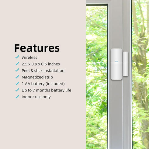 Door and Windows Sensor, Compatible with GRSICO Home Alarm System for Home Business Burglar Alert-HUB Needed...