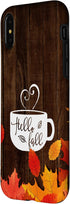 Hello Fall Coffee Mug Autumn Leaves Happy Fall Feeling Case for iPhone X/XS...