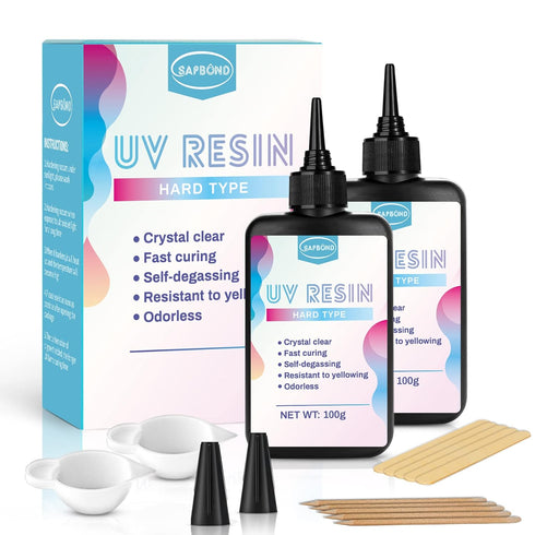 UV Resin kit Jewelry Making: 200g Crystal Clear Hard Glue Epoxy Resin for Beginners DIY Art Crafts Casting Curing...