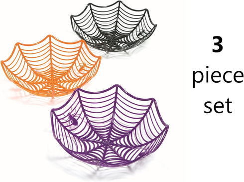 Fun Express Plastic Spider Web Spiderweb Halloween Candy Bowls - 3 Piece Set...