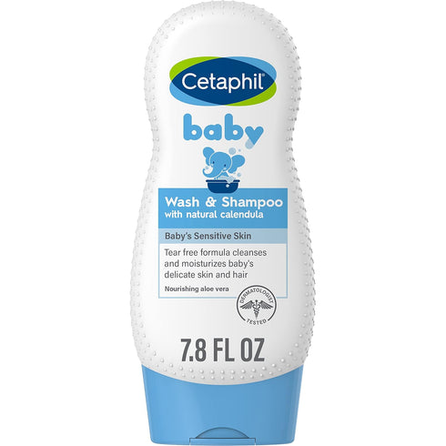 Cetaphil Baby Shampoo and Body Wash with Organic Calendula, Tear Free, Hypoallergenic, Ideal for Everyday Use, Dermatologist Tested, 7.8oz...