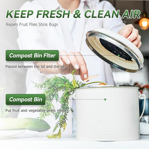 Compost Bin Filter, 6.7 inch Charcoal Filters for Kitchen Compost Bucket Home Countertop Compost Pail Relpacement Filter, 12-Pack...