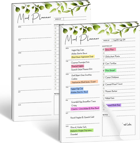 Joyberg 2 PCS Weekly Meal Planner Magnetic for Fridge 8.3x5.5”, Undated Weekly Meal Planner and Grocery List Tearable Shopping List, Magnetic Menu...