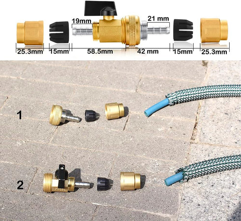 Garden Telescopic Hose Brass Shut Off Valve, Telescopic Hose end Adapter Garden Retractable Hose end Fittings Kit Repair Connector (1 Set)...