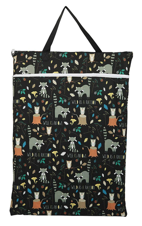 Large Hanging Wet/Dry Cloth Diaper Pail Bag for Reusable Diapers or Laundry (Raccoon)...
