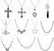 11Pcs Punk Vintage Necklace Set Goth Grunge Saturn Star Indie Butterfly Boho Crystal Y2k Cross Pendent Heart Wing Statement Choker for Women Men...
