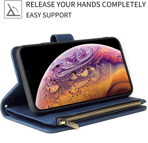 UEEBAI Wallet Case for Samsung Galaxy Note 20 5G, Premium Vintage PU Leather Magnetic Closure Handbag Zipper Pocket Case Kickstand Card Holder Slo...