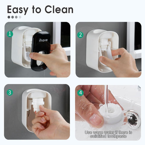 iHave Automatic Toothpaste Dispenser - Smart Bathroom Accessories with Dual-Position Technology and Sturdy Adhesive Strip, Stylish Bathroom Decor ...
