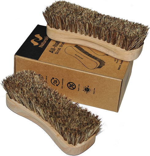 All-Natural Wooden Scrub Brush Set | Wooden Handle | Palmyra Bristle Brush for Cleaning | Eco Friendly Cleaning Products | Scrub Brush Set of 2...