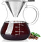Unbreakable Pour Over Coffee Maker with Double Stainless Filter 17 fl oz, 4-5 Cups, Thickened Heat-Resistant Borosilicate Glass Dripper Coffee Pou...