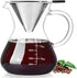 Unbreakable Pour Over Coffee Maker with Double Stainless Filter 17 fl oz, 4-5 Cups, Thickened Heat-Resistant Borosilicate Glass Dripper Coffee Pou...