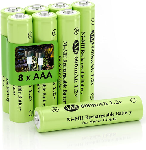 Ni-MH AAA 600mAh 1.2v Rechargeable Battery for Solar Lights, Triple A 1.2v Rechargeable Battery Pre-Charged, Low Self - Discharge for Outdoor Sola...