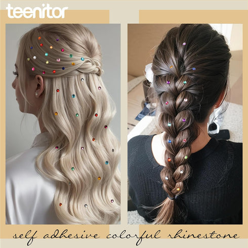 Teenitor Face Gems Self Adhesive Face Rhinestone Face Jewels, 650pcs Makeup Rhinestones, Stick On Rhinestones for Makeup, Gems for Face, Hair, Bod...