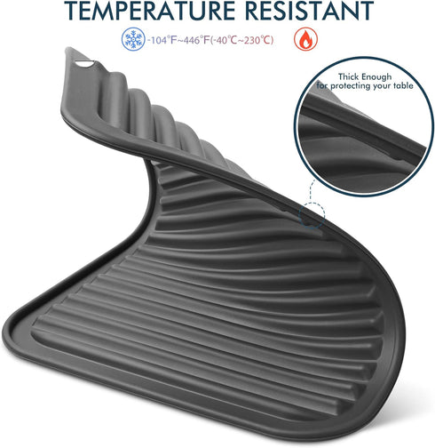 HOTEC Silicone Trivets for Hot pots and Pans, Heat Resistant for Kitchen Counter Dish Drying Mat, Set of 2 Dark Grey...