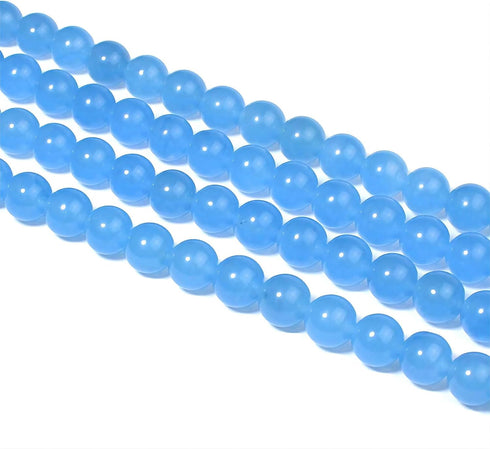 Natural Aquamarine Chalcedony Round Loose Beads for Jewelry Making DIY Bracelet Necklace (4mm)...