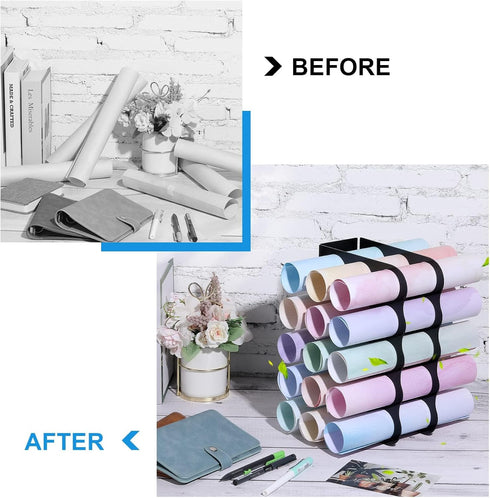 Vinyl Storage Rack Store Up to 15 Vinyl Rolls Acrylic Storage Organizer Aperture 2 Inch Multiple Display Holder for Craft Room and More, 12 x 7.8 ...