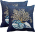 Emvency Throw Pillow Cover Blue Seashore Indigo Ocean Coral Seashells Beach House Gray Coastal Decorative Pillow Case Home Decor Square 20 x 20 In...