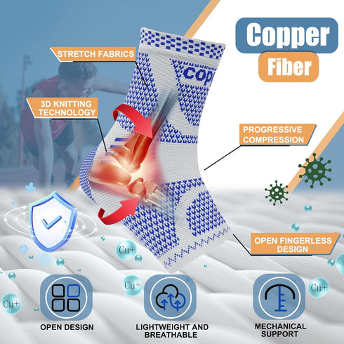 Copper Ankle Brace, Copper Infused Ankle Support Compression Sleeve for Men & Women, for Foot Pain Relief,Sprained Ankle, Achilles Tendonitis,Reco...
