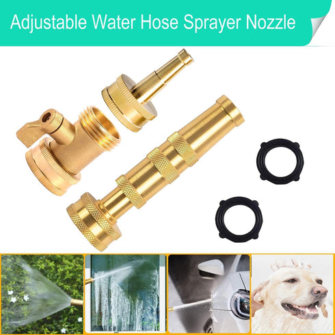 Solid Brass Heavy Duty Adjustable Twist Hose Nozzle,CM CUMIZON Jet Sweeper Nozzle, High Pressure Hose Nozzle with On-Off Valve, Leak-Free Operatio...