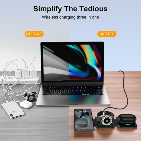 15W Wireless Charger Samsung Fast Charging Pad for Samsung Galaxy S24 Ultra S23 FE S22 S21, Galaxy Watch 5/Pro/Active, Buds/Buds+, 3 in 1 Wireless...