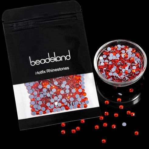 Beadsland Hotfix Rhinestones, 2880pcs Flatback Crystal Rhinestones for Crafts Clothes DIY Decorations, Orange, SS10, 2.7-2.9mm...