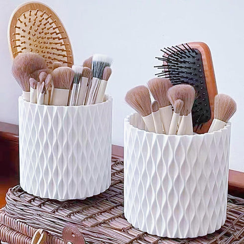 White Pen Holder for Desk 360 Degree Rotating Pencil Holder Large Capacity Makeup Brush Holder Multifunctional Pen Organizer for Home Office Schoo...