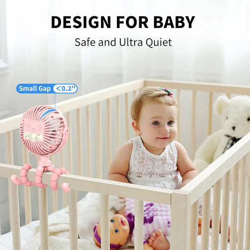 AMACOOL Battery Operated Stroller Fan Flexible Tripod Clip On Fan with 3 Speeds and Rotatable Handheld Personal Fans for Car Seat Crib Bike Treadm...