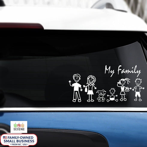 TOTOMO 13 Stick Figure My Family Car Stickers (Style#2) with Pet Dog Cat Family Car Decal Sticker for Windows Bumper...